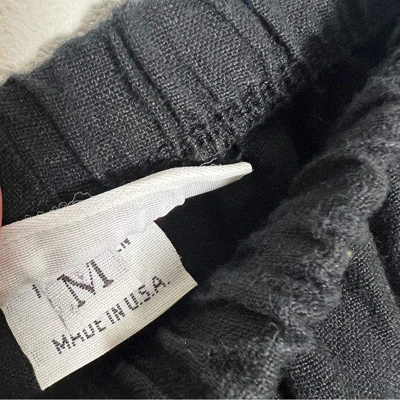 Bryan Walker Wide Leg Black Linen High Rise Crop Ankle Pant Pull On Elastic M - Picture 11 of 11